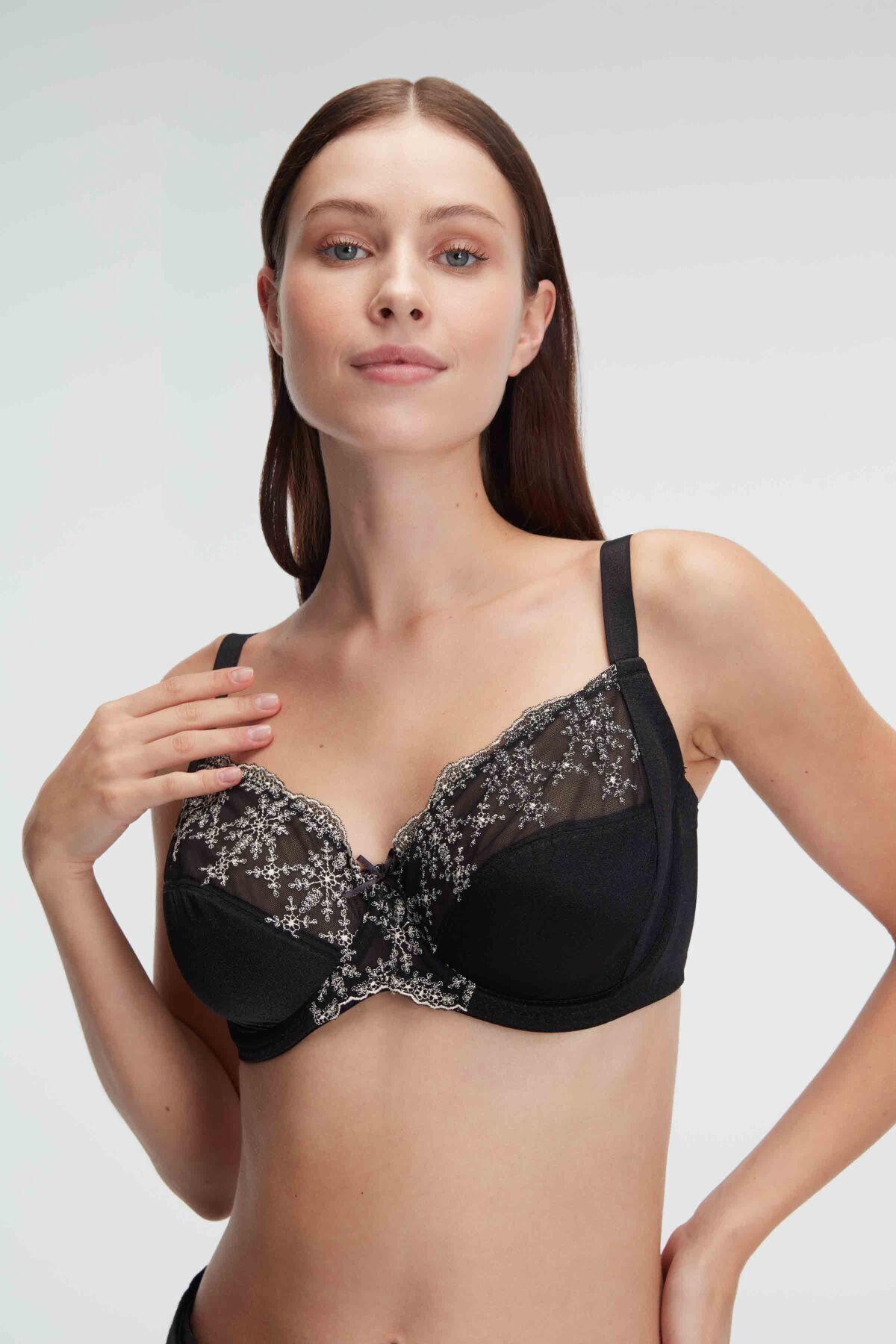 Anıl Lingerie-Sutien cu sârmă din dantelă din satin cu sârmă pentru femei, fără bretele, minimizator, 3633 3