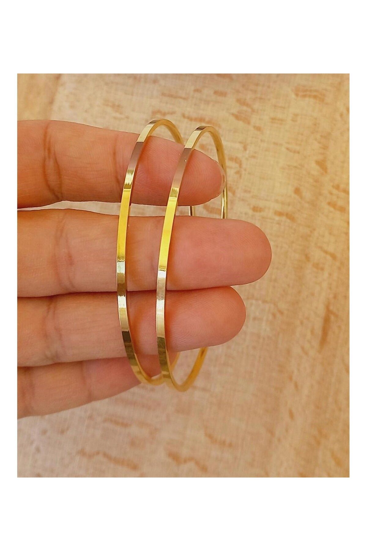 X-Lady Accessories 2li Ajda Bileklik Ajda 2'li Gold Çelik Kadın İnce Ajda Bilezik - 3155-2
