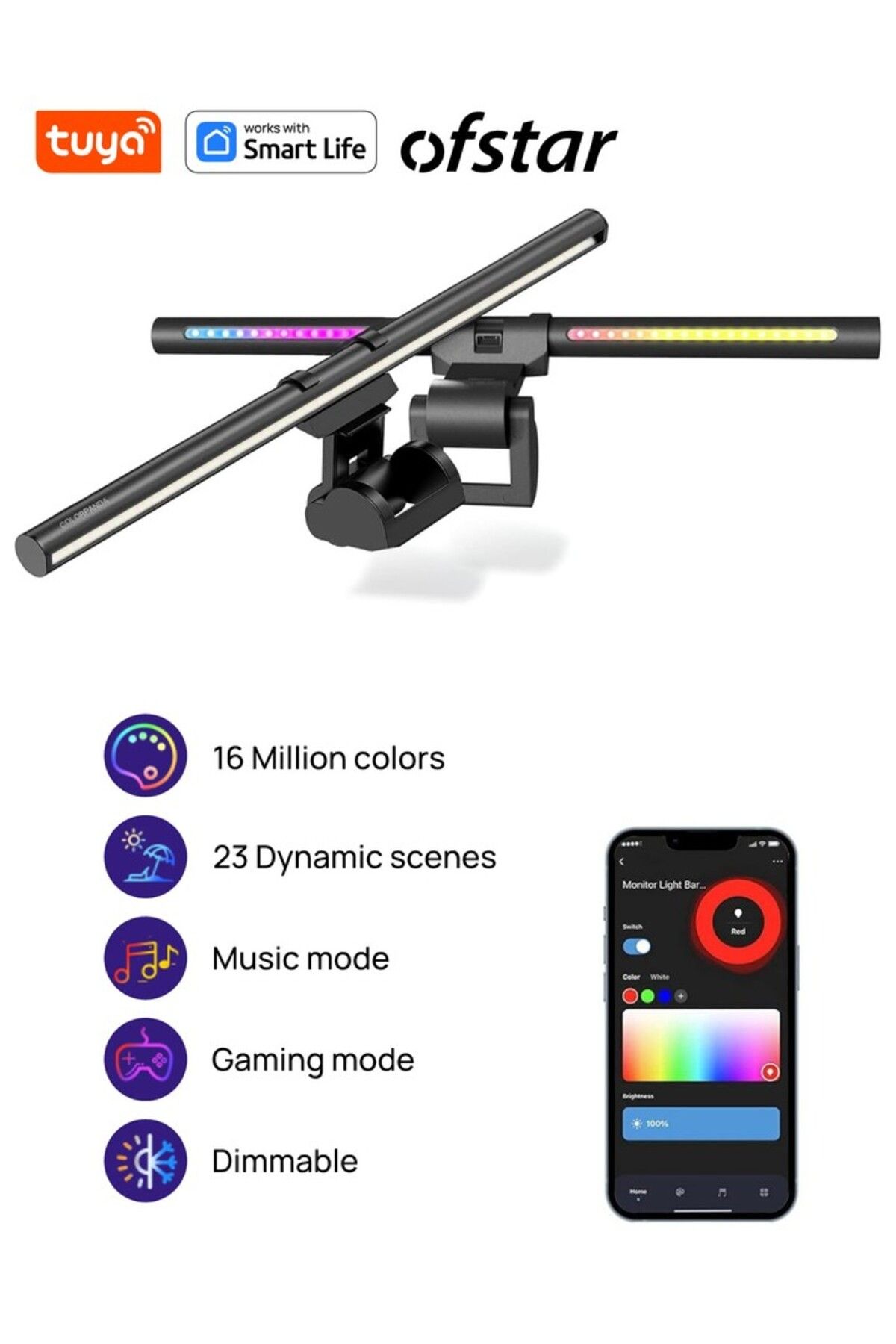 Choice-Tuya Smart Rgb Monitor Light Bar/desk Lamp: Led Dual Light Source, Tuya App,anti-glare Lamp, Touc... 8