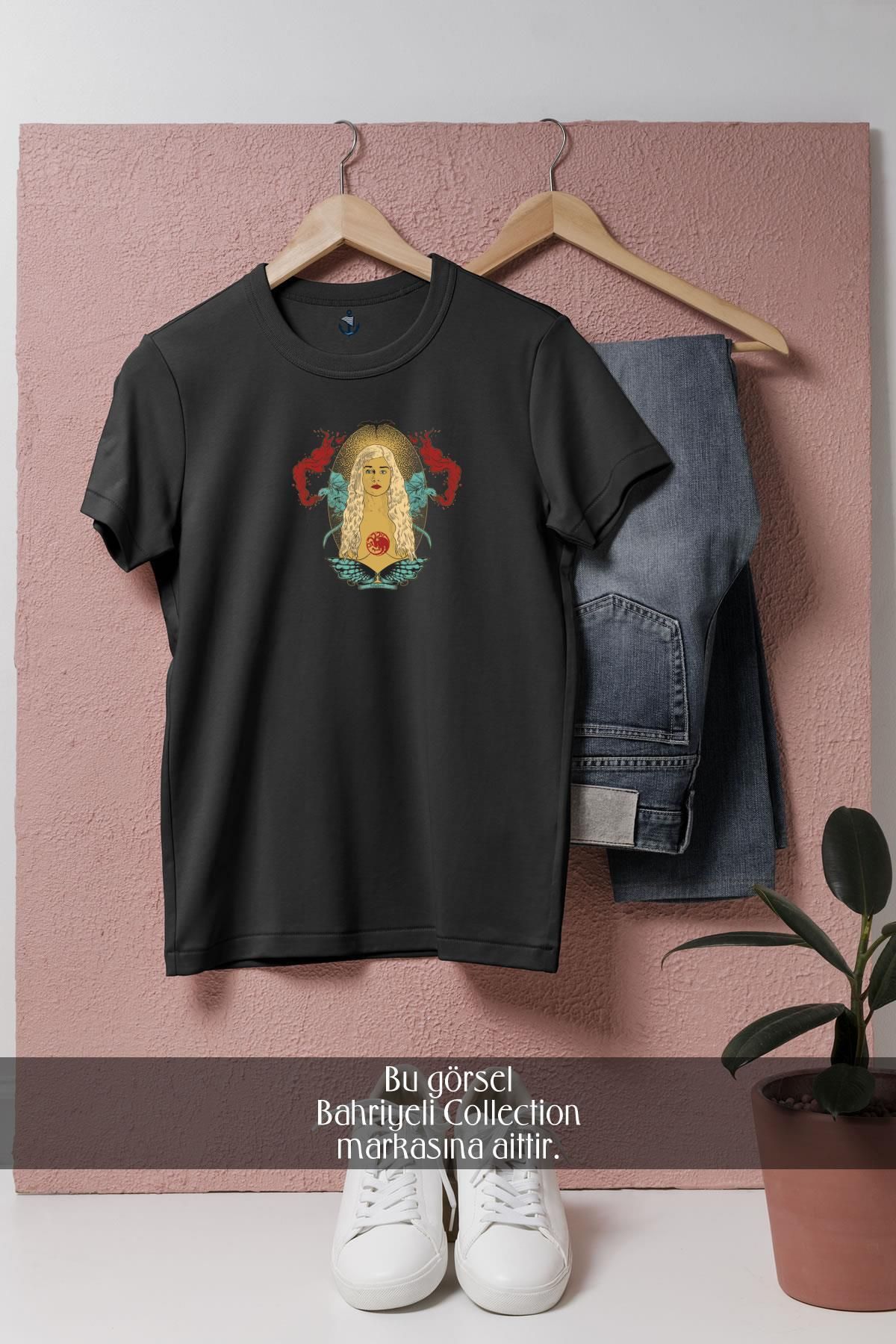 Bahriyeli Collection Oversize Game Of Thrones Daenerys Targaryen Tasarımlı Unisex T-Shirt