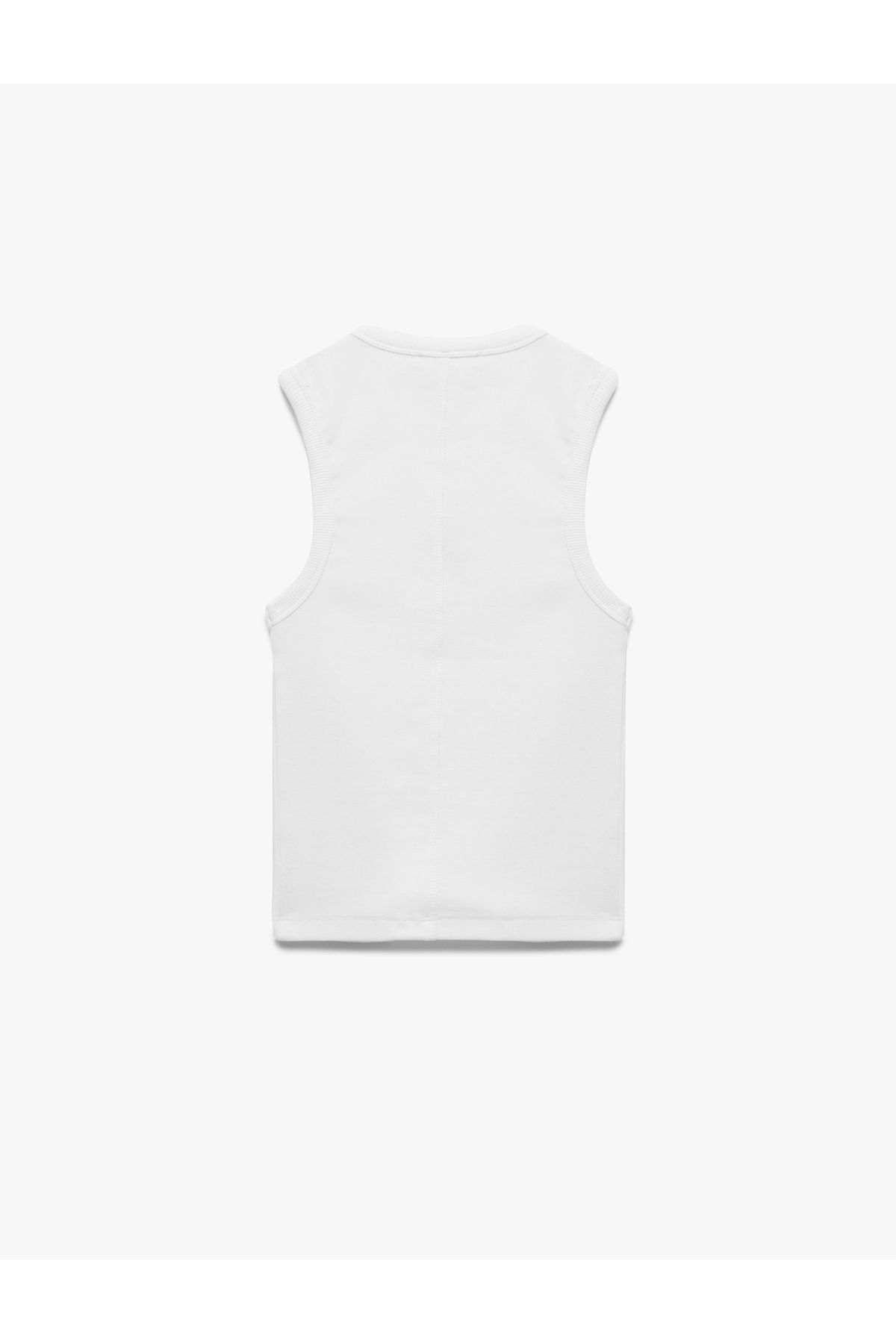 Koton-Βαμβακερό Slim Fit Crew Neck Αμάνικο T-shirt με λεπτομέρεια κεντήματος ντομάτας 4