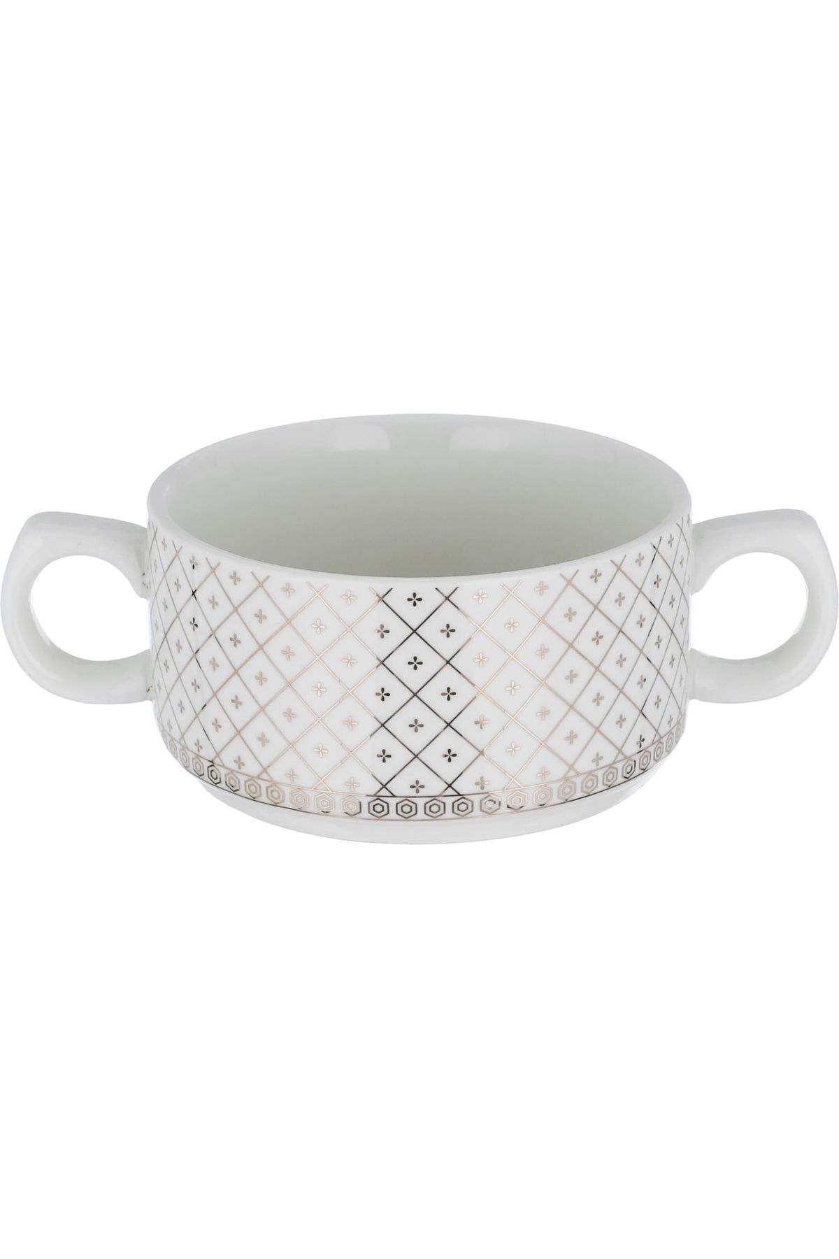 Alsaif Gallery-A golden square pattern porcelain soup set with a golden stand, 18 pieces 2