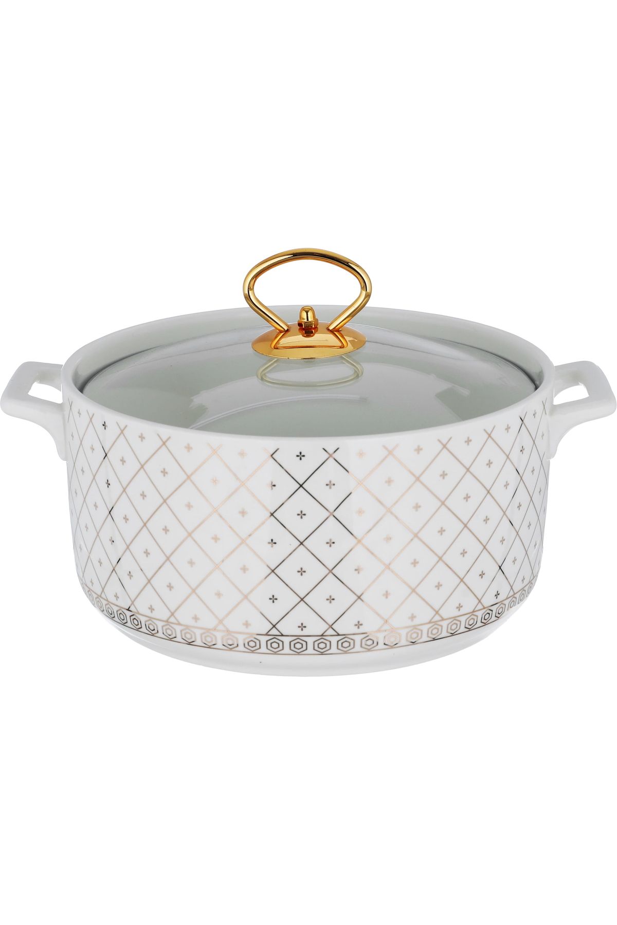 Alsaif Gallery-A golden square pattern porcelain soup set with a golden stand, 18 pieces 3
