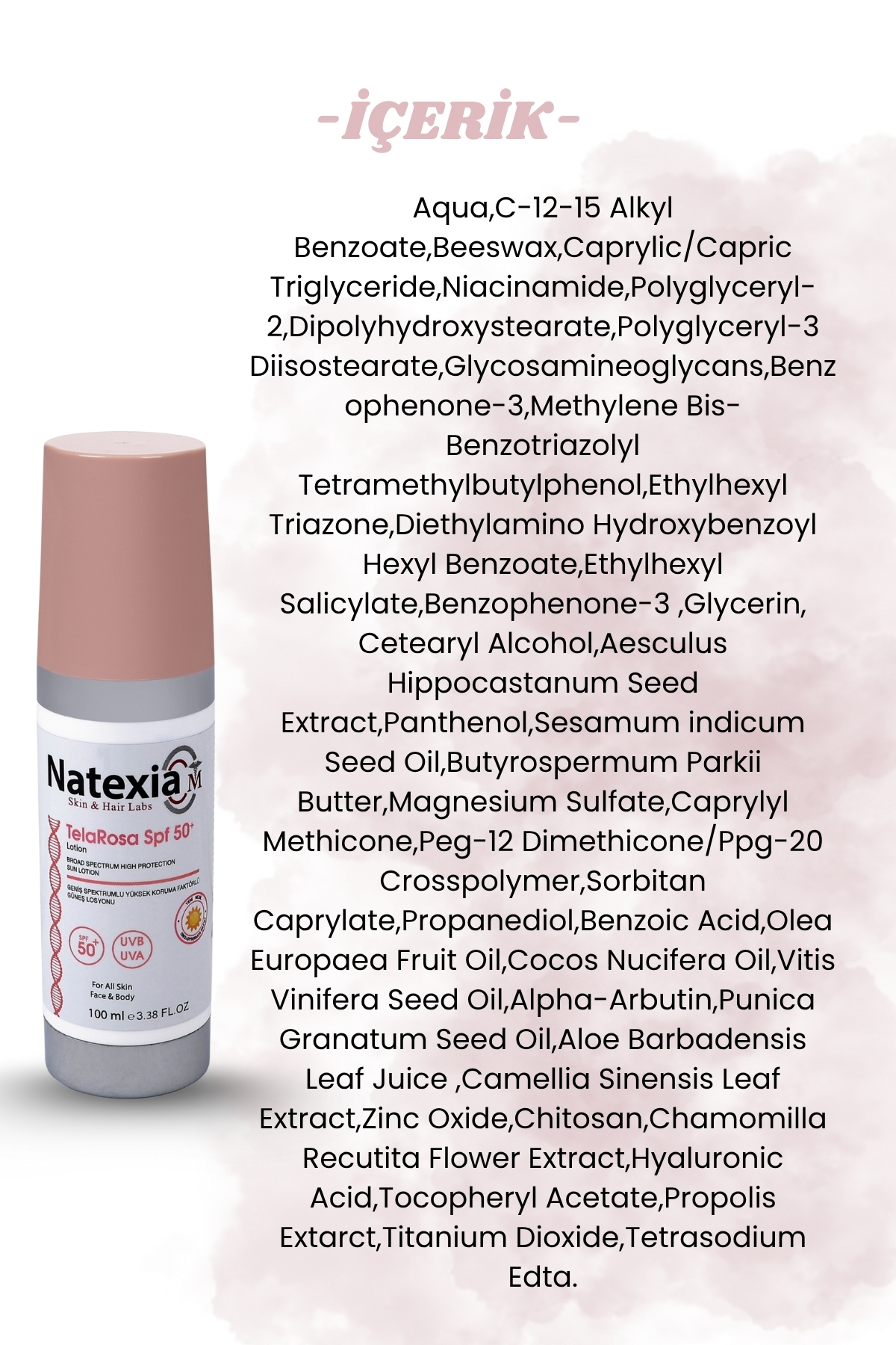 Hassas ve Kızarıklık Eğimli Ciltler için TelaRosa Güneş Koruyucu SPF50+ Losyon 100 ml — NATEX0004 — تصویر 6 از 6