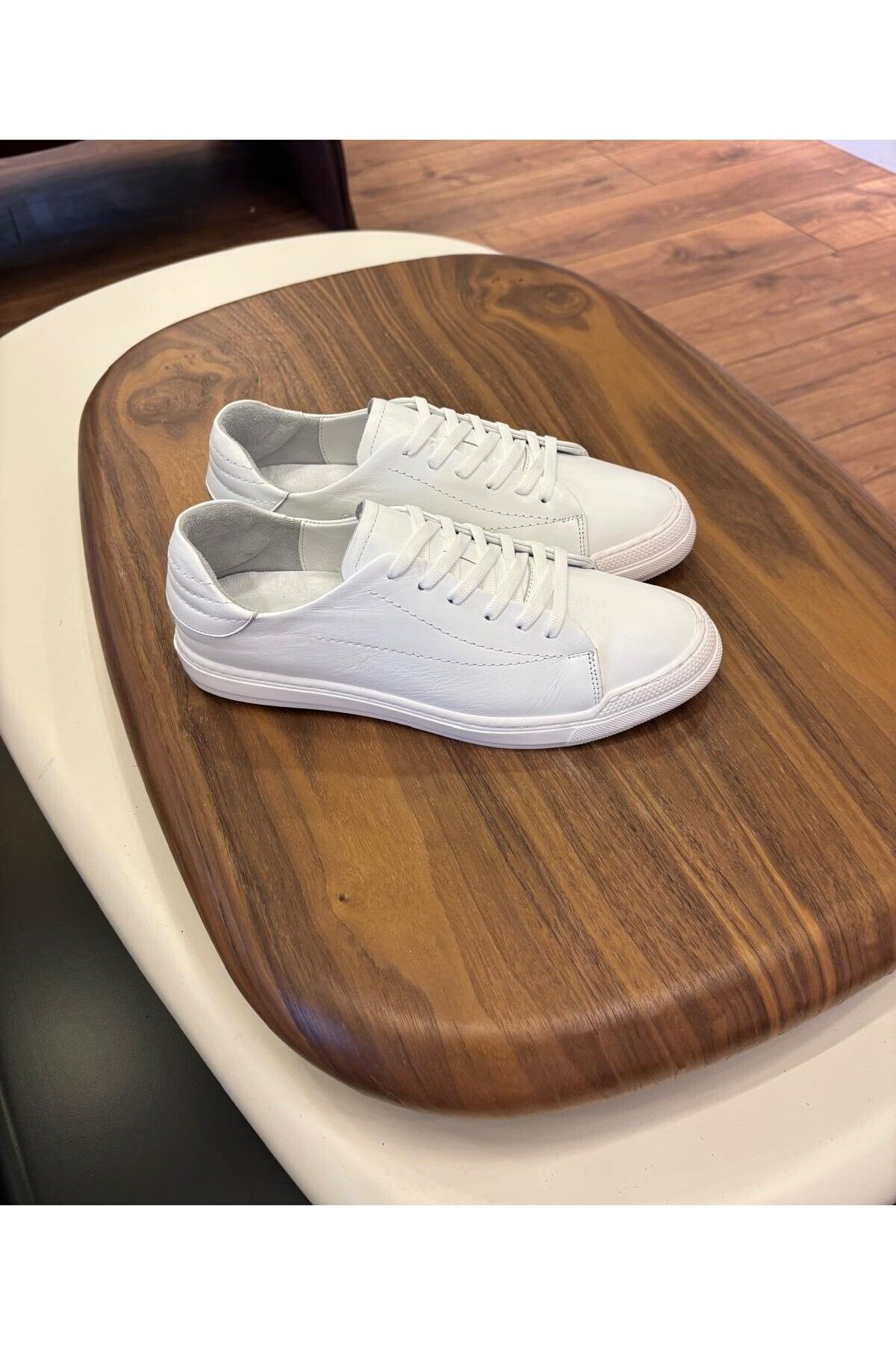 Paulo 4220 BEYAZ DİKİŞ DETAYLI HAKİKİ DERİ ERKEK SNEAKERS - ERKEK SPOR AYAKKABI