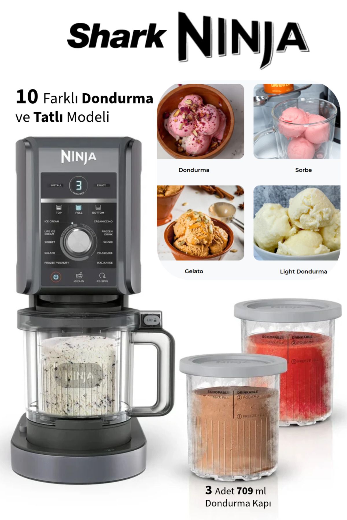 NINJA Creami Deluxe 10-In-1 Dondurma ve Frozen Makinesi