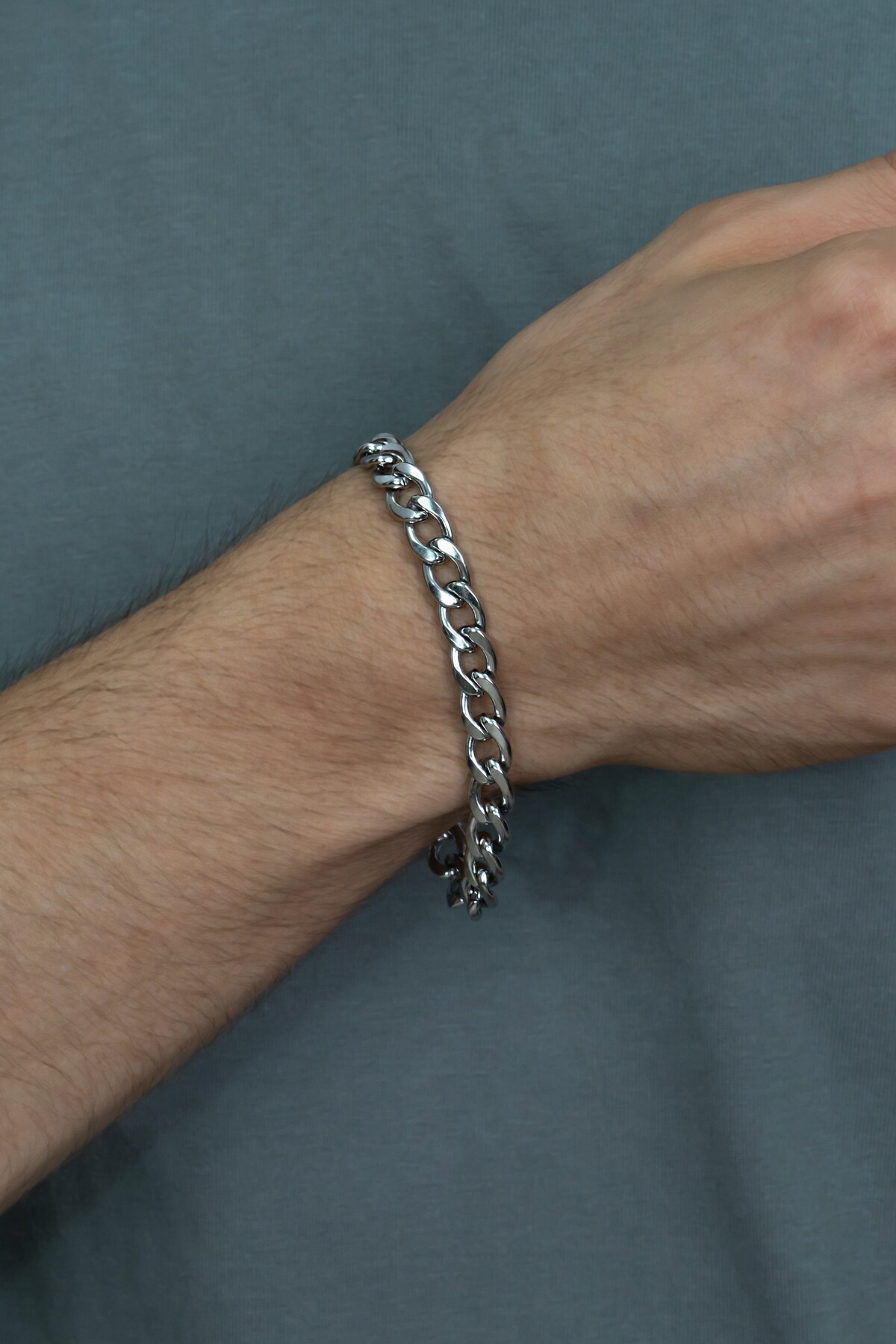 Takı Dükkanı Gurmet Paslanmaz Çelik Erkek Bileklik Kalın Zincir 8 mm eck18b görsel 3