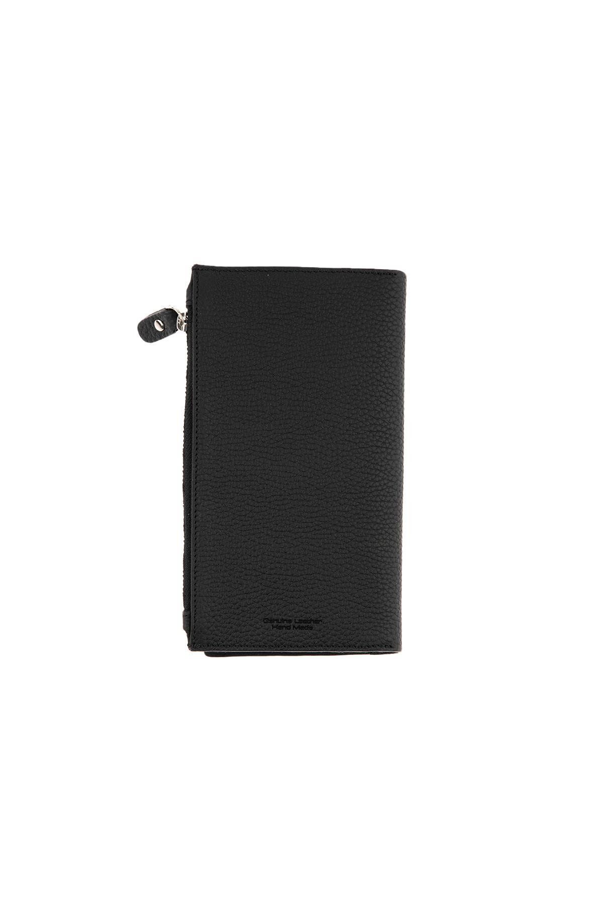 Deriderim-Black Genuine Leather Long Women's Wallet with Plenty of Card Holders, Id Section and Zipper 5