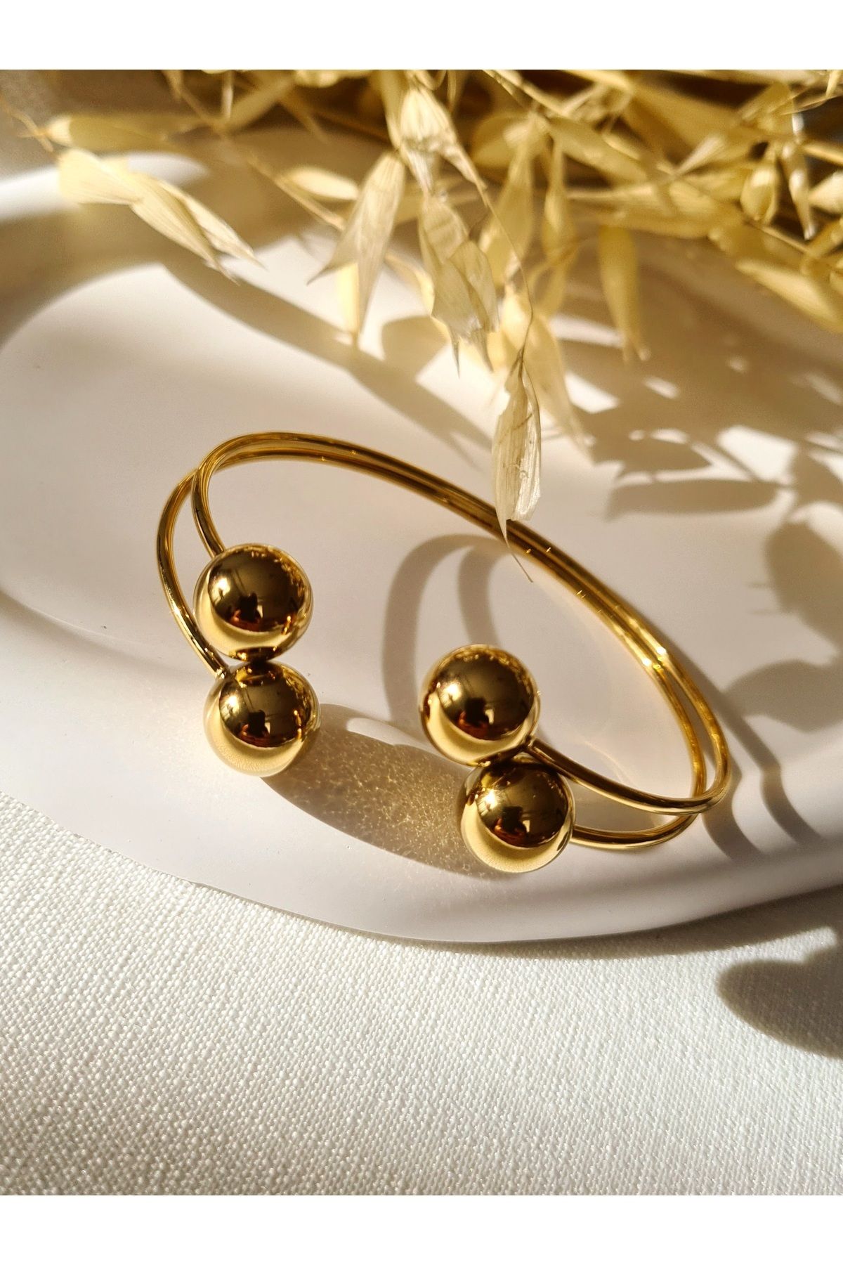 Mirage Design Gold Detaylı Çelik Bileklik 07