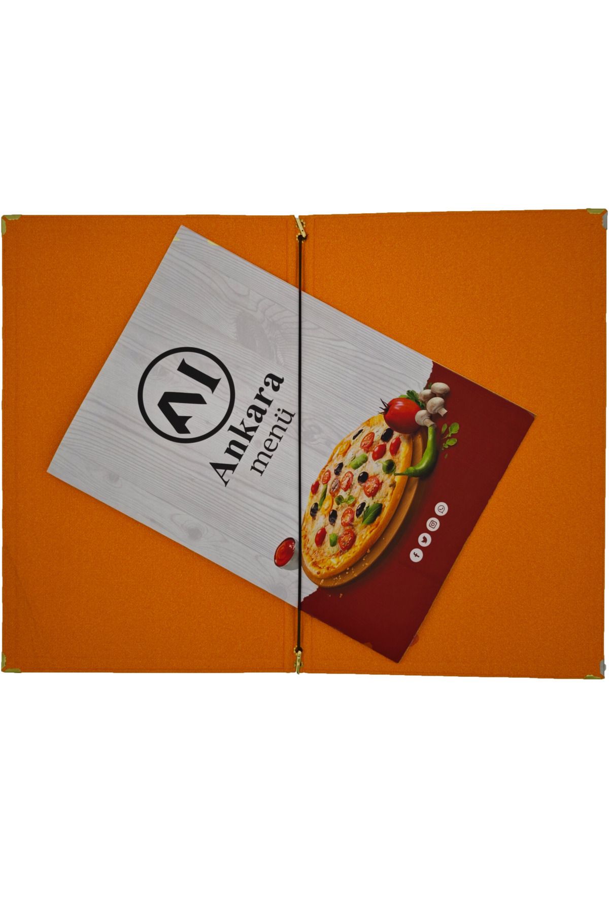ankara menü-A4 Thermo Leather Menu Container, Embossed Printed (Elastic - Snap-On - Drawstring) 7