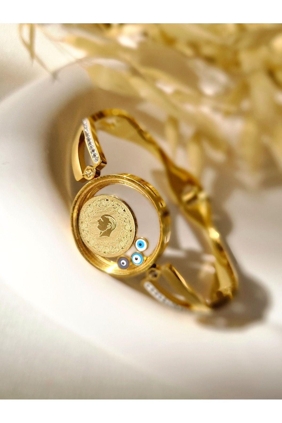 Mirage Design Gold Detaylı Çelik Bileklik 09