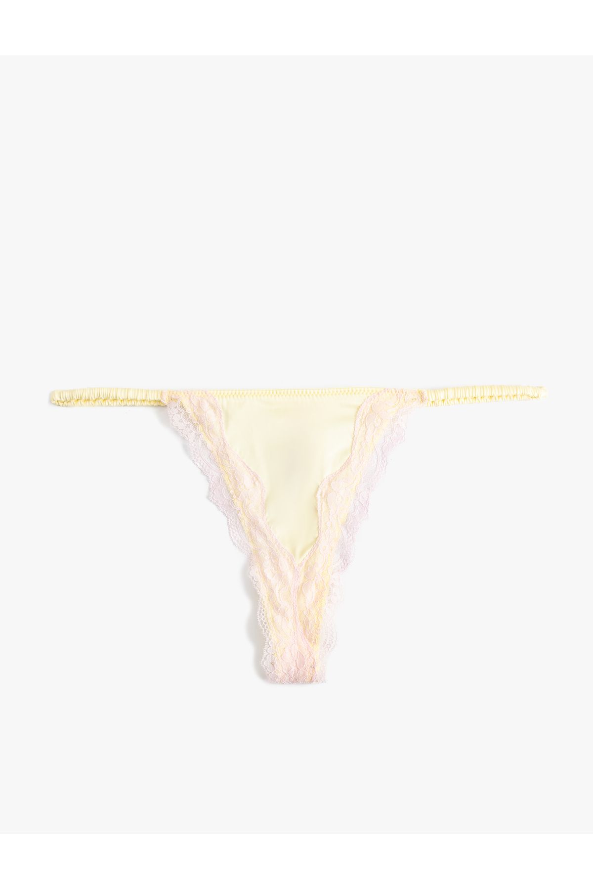Koton-Comfortable Fit Bow Detailed Lace Satin String Panties 2