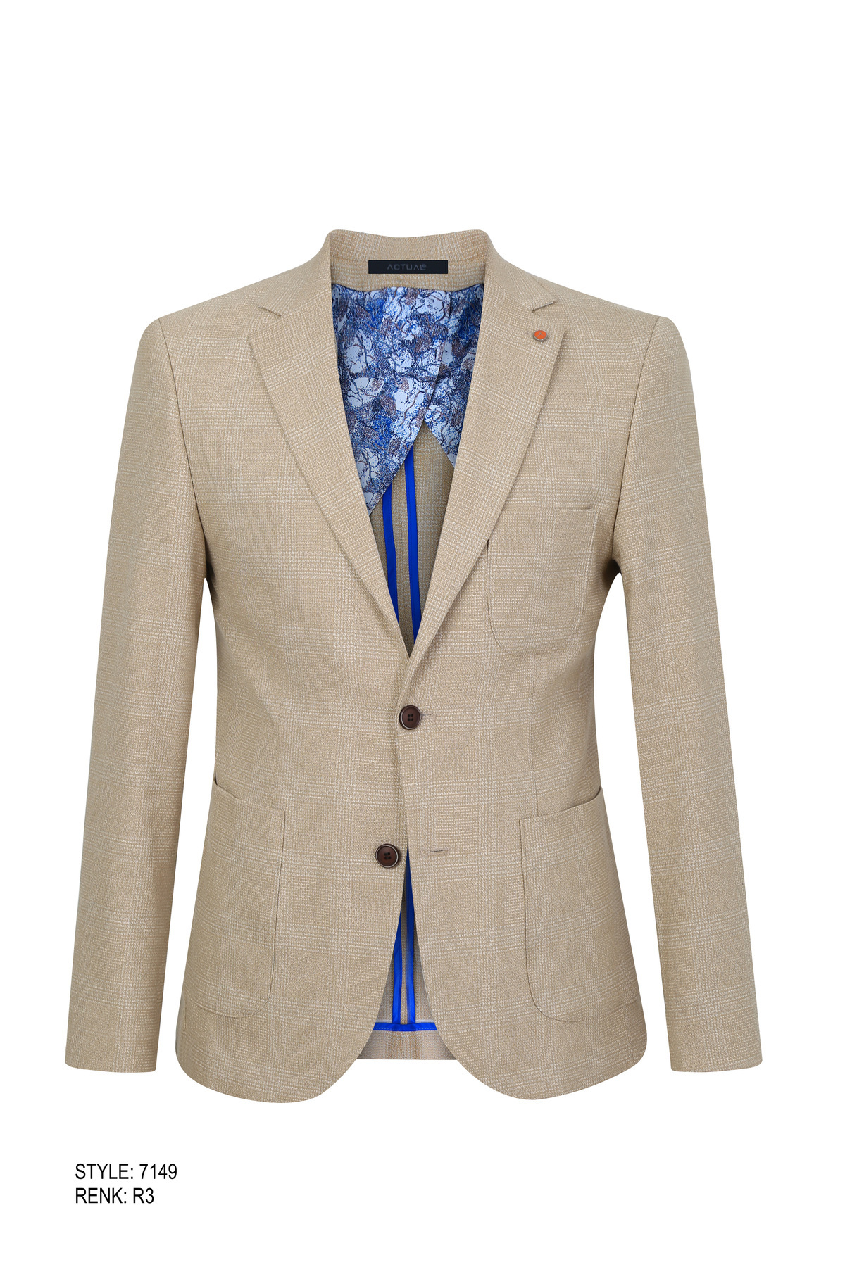 ACTUAL  Blazer Slim Fit Blazer Tek Ceket 7149-1 Bej R3 - Görsel 6