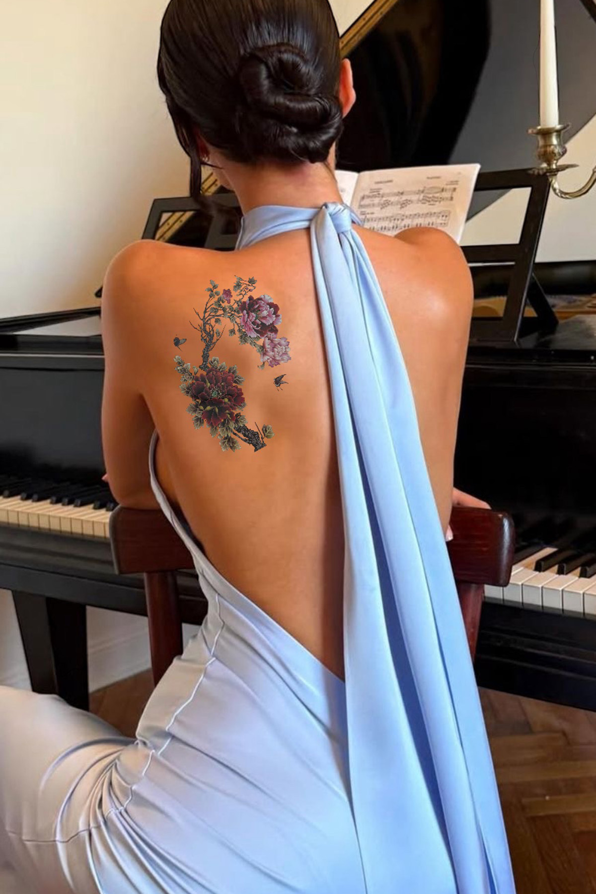 Oversized Tattoo with a Temporary Flower Figure