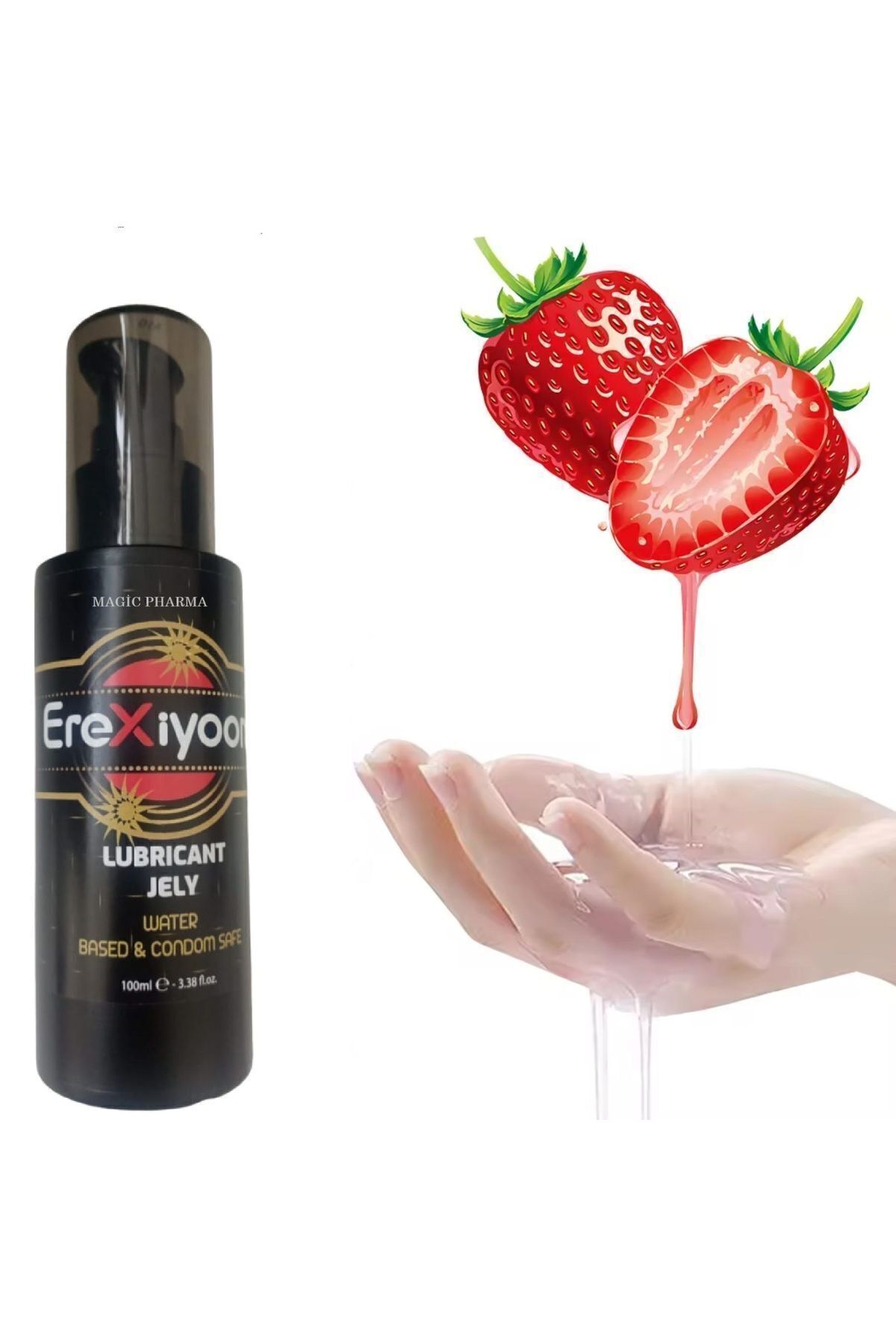 Magic Pharma Erexiyoon Çiftlere Özel Lubricant Su Bazlı Çilek Aromalı Kayganlaştırıcı Etkili, Masaj Jeli