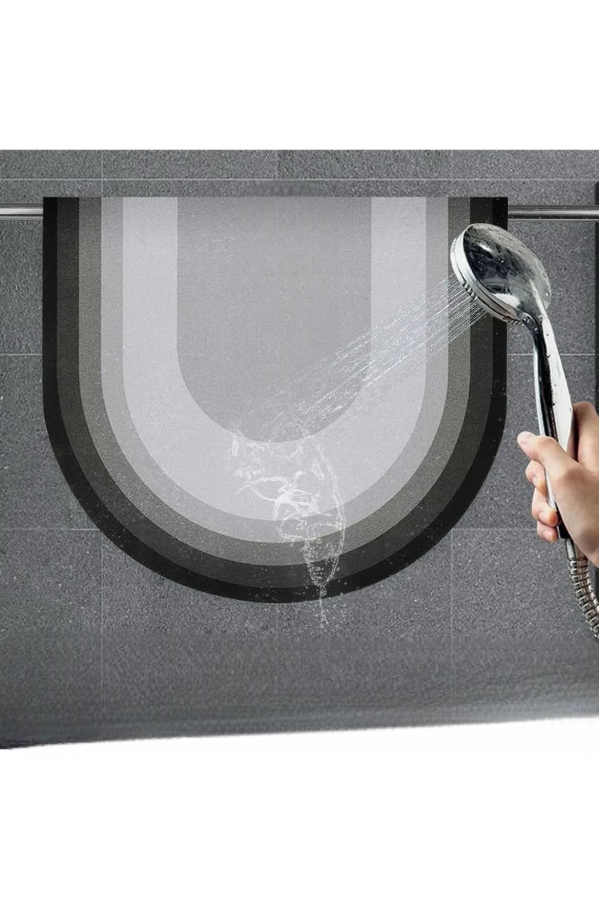 MAİN SHOP Oval Sihirli Su Emici Banyo Paspası Kaymaz Tabanlı Ayak Paspası 38x58 cm Yazısız Model M-60