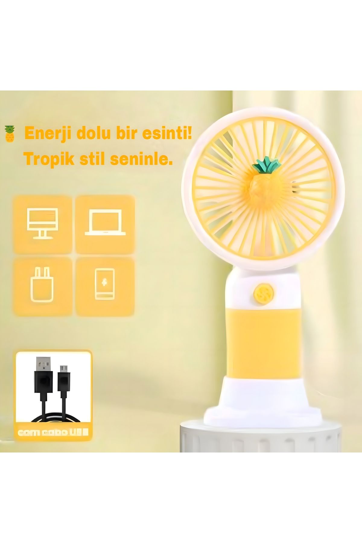 VİORA LENSE Mini Taşınabilir Sessiz El Fanı – Meyve Temalı 4 Renk Seçeneği