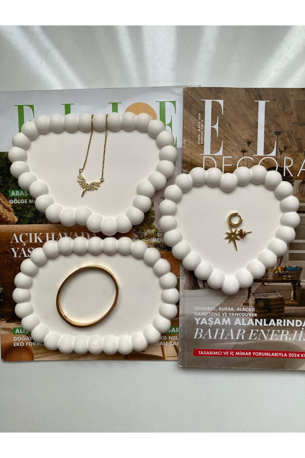 Elan Design Üçlü Takı Tabağı Organizer Tabak Bardak Altlığı