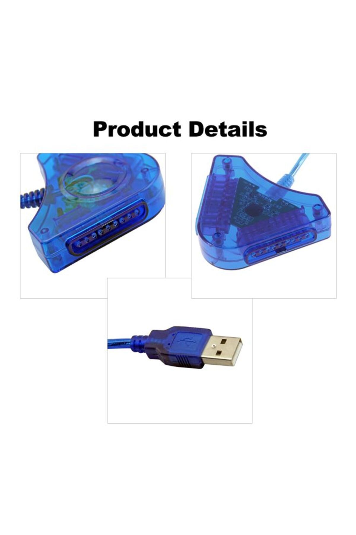 Generic-USB Dual Player Wired Converter Adapter For PS2 Game Controller 3