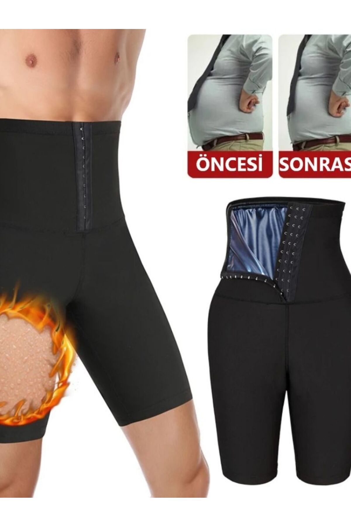 MİSTİRİK Sauna-Şort Model Alt Karın Ve Göbek Bölgesi Etkili Agraflı Spor Termal Şort görsel 3