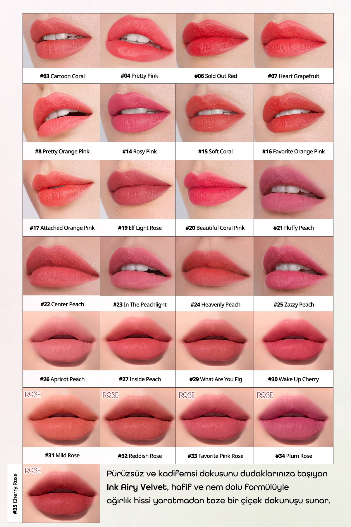 فرمول بادوام و سبک، رنگ مخملی، رنگ مایع پریپرا اینک ایری ولوت (19 Elf Light Rose) — صورتی 6357 — تصویر 3 از 6