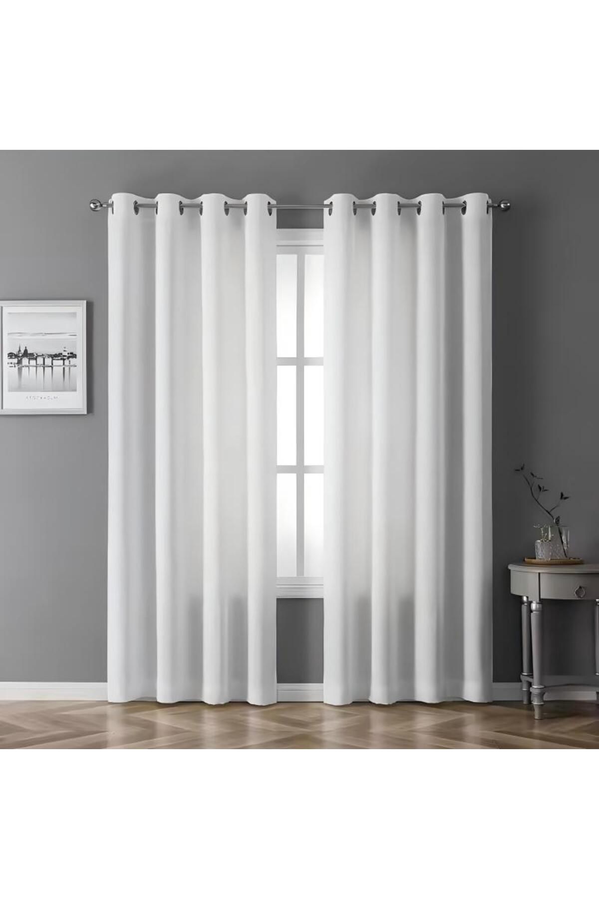 Generic-Satin Feel Window Curtain Pair With Eyelet White 135 X 244cm 1