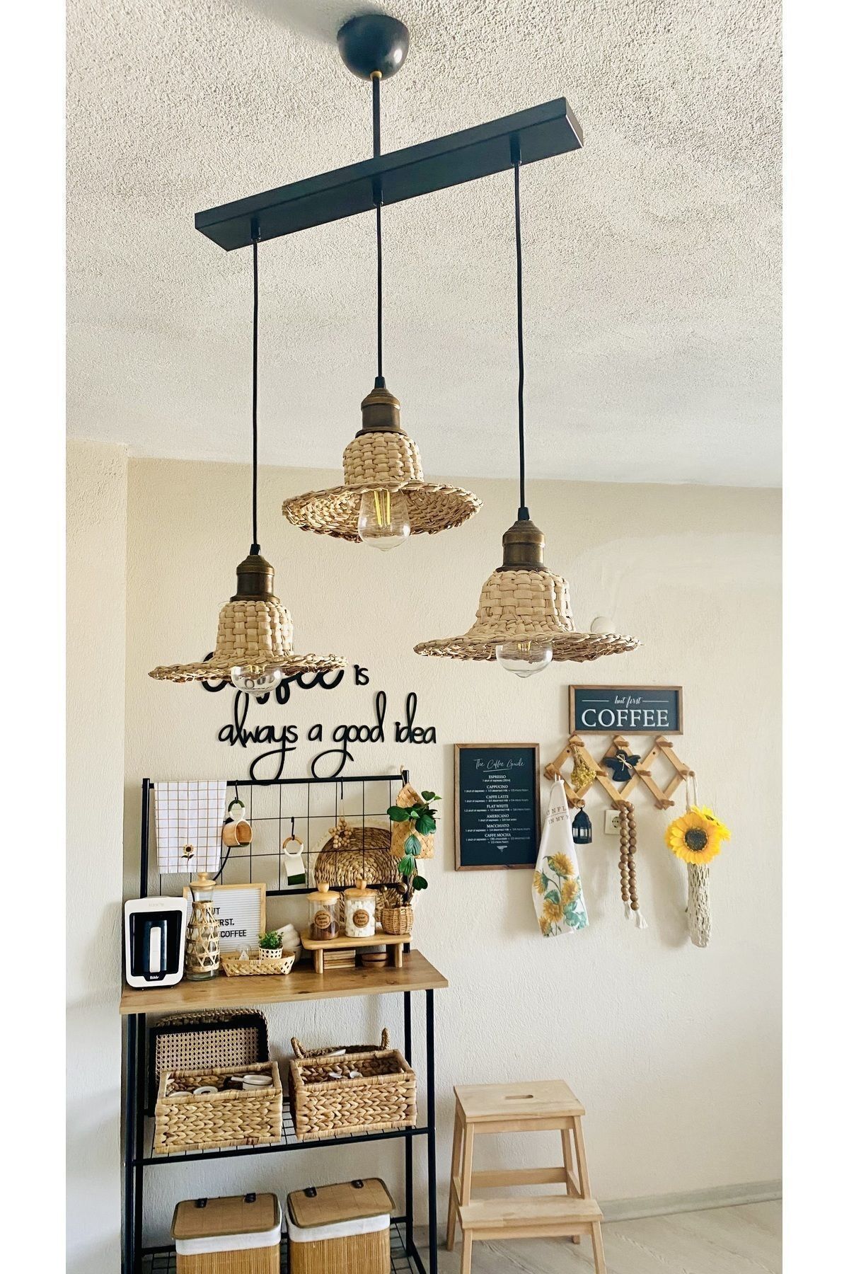 AFRALYAHOME-Straw Hat Chandelier Bohemian Rustic Chandelier 32 cm (White Sensor Included) Quantity Price 3