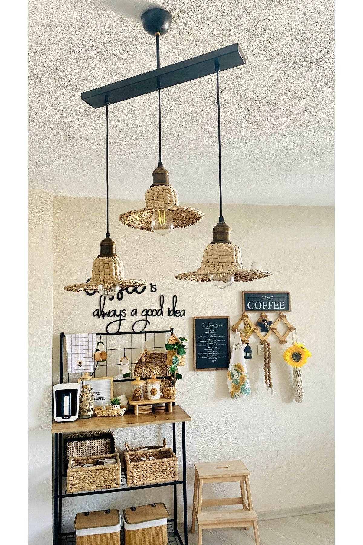 AFRALYAHOME-Straw Hat Chandelier Bohemian Rustic Chandelier 32 cm (White Sensor Included) Quantity Price 6