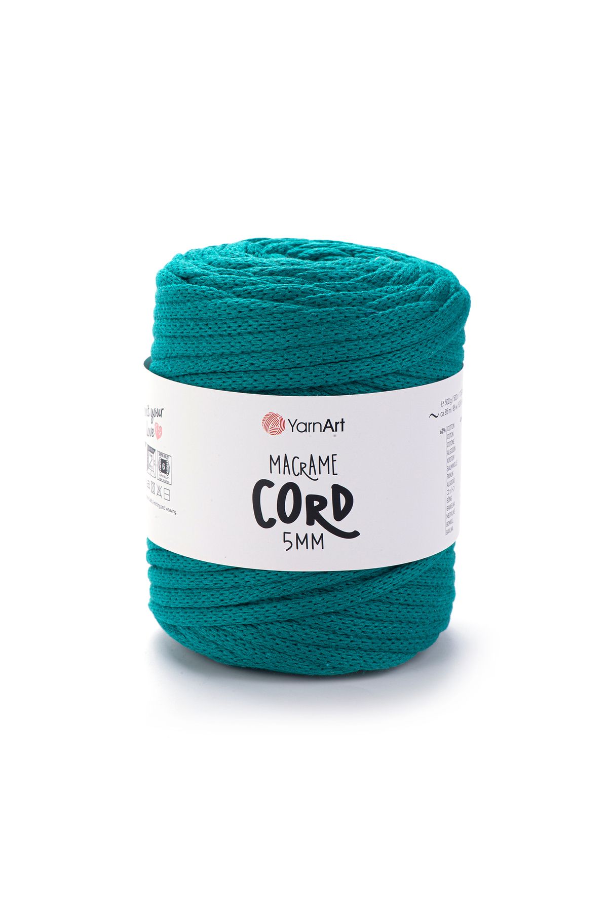 Yarnart-Κορδόνι Macrame 5 mm - Μακραμέ Χειροποίητο Νήμα Πλεκτομηχανής Petrol Green-783 1