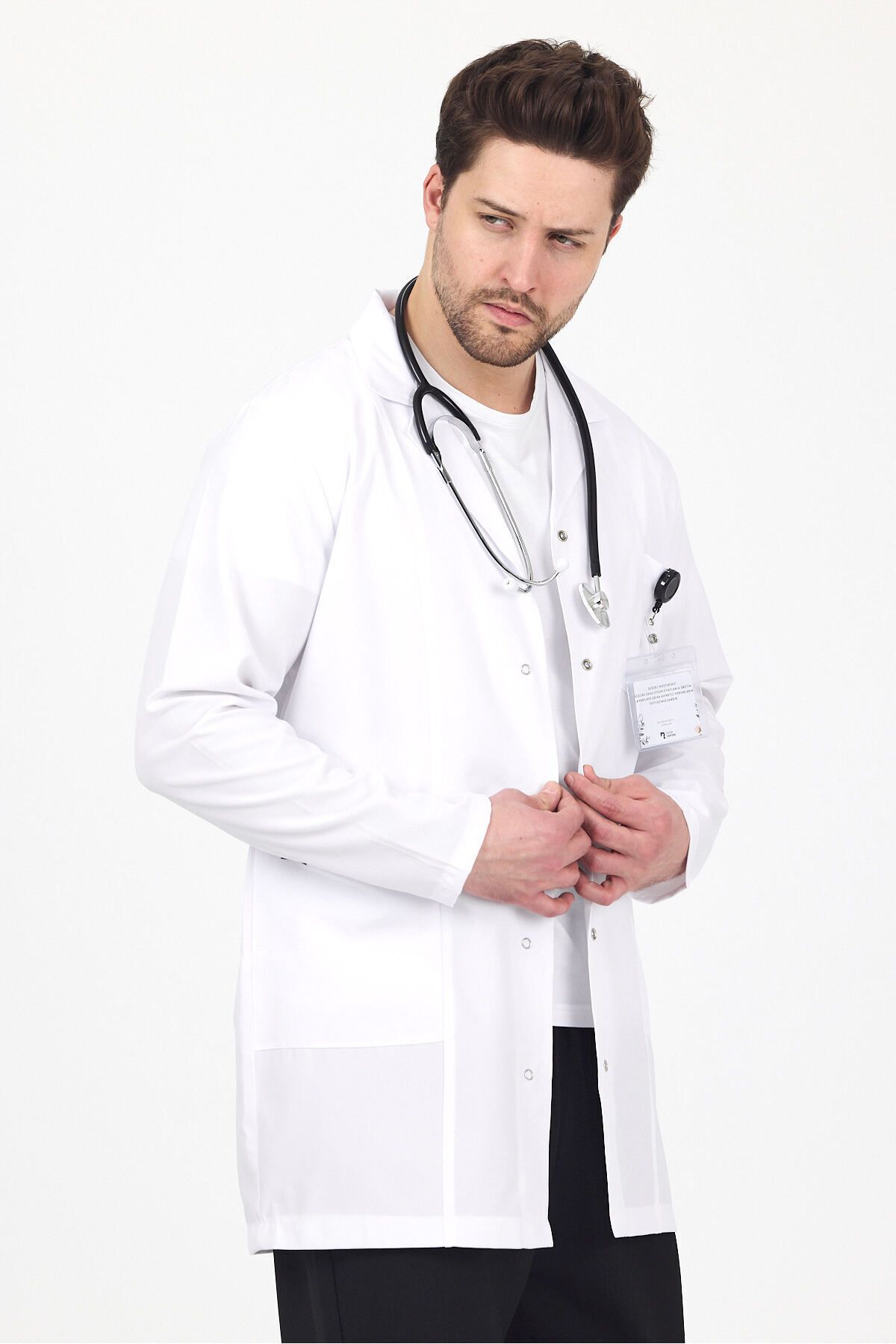 KARGA ÜNİFORMA Uzun Kol Beyaz Erkek Hemşire Önlüğü Doktor Önlüğü Öğretmen Önlüğü Eczacı Laborant Önlüğü