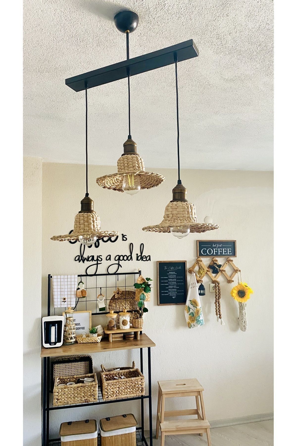 AFRALYAHOME-Straw Hat Chandelier Bohemian Rustic Chandelier 32 cm (White Sensor Included) Quantity Price 7
