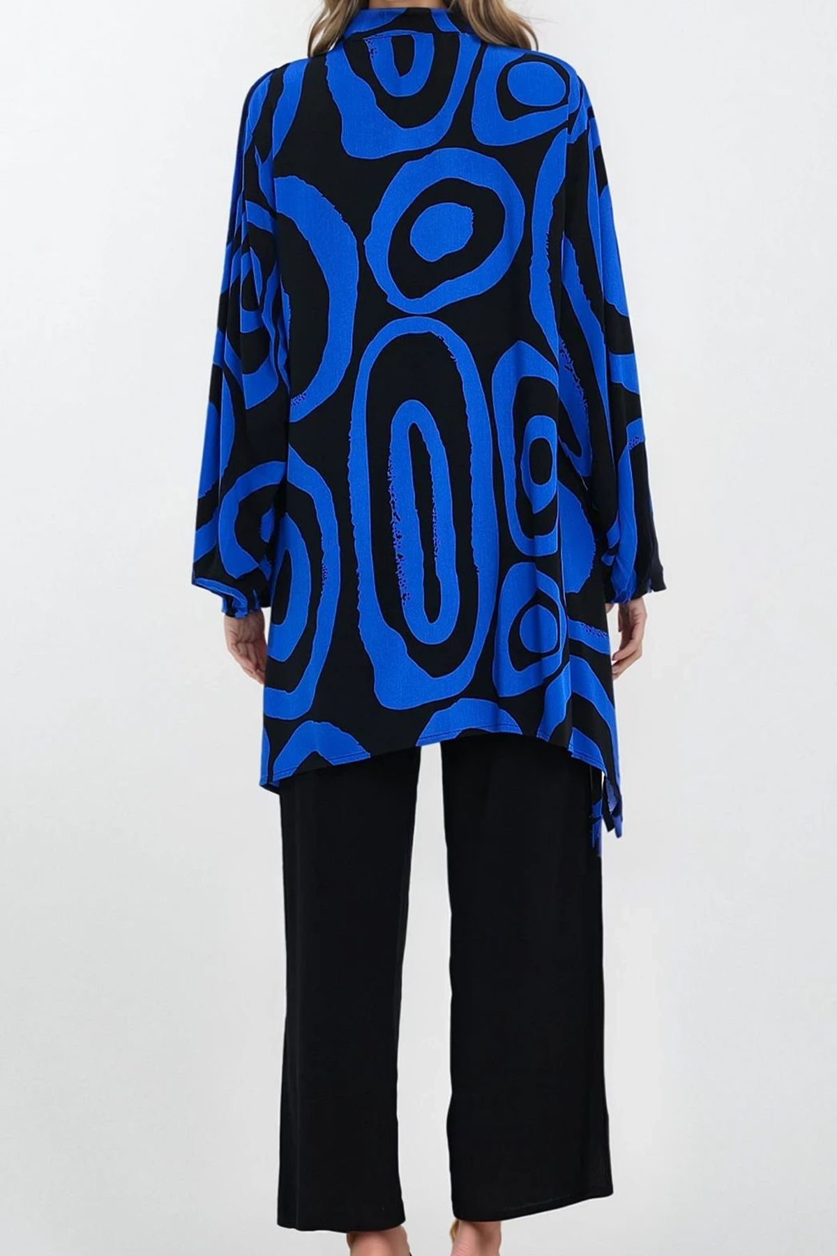 VAGGON-Γυναικεία Saks Judge γιακά μπλούζα και παντελόνι Plus Size Bottom Top Set Vs00349 3