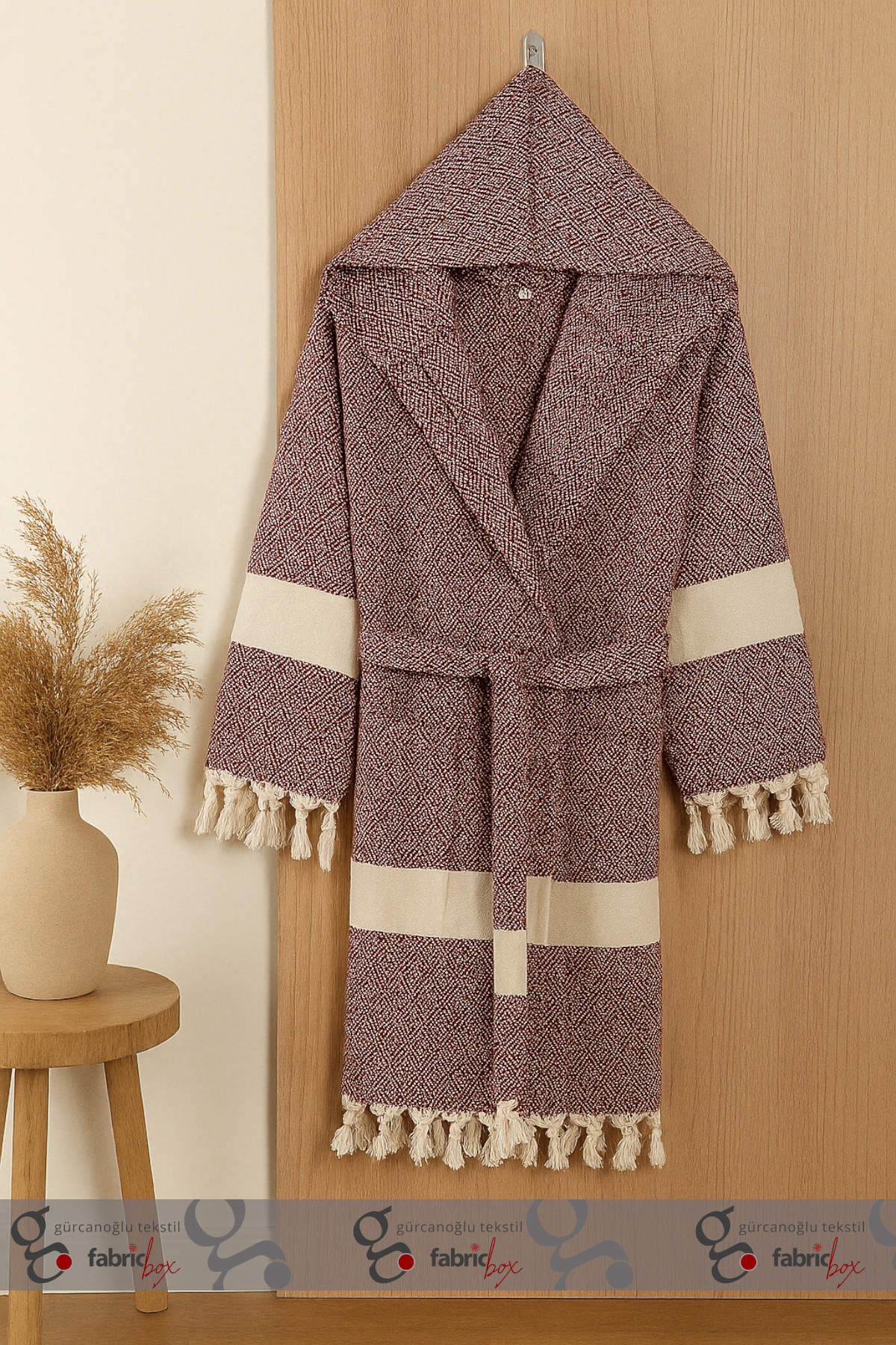 Fabric Box-100% Natural Cotton Peshtemal Bathrobe / Dressing Gown / Beach Towel 2