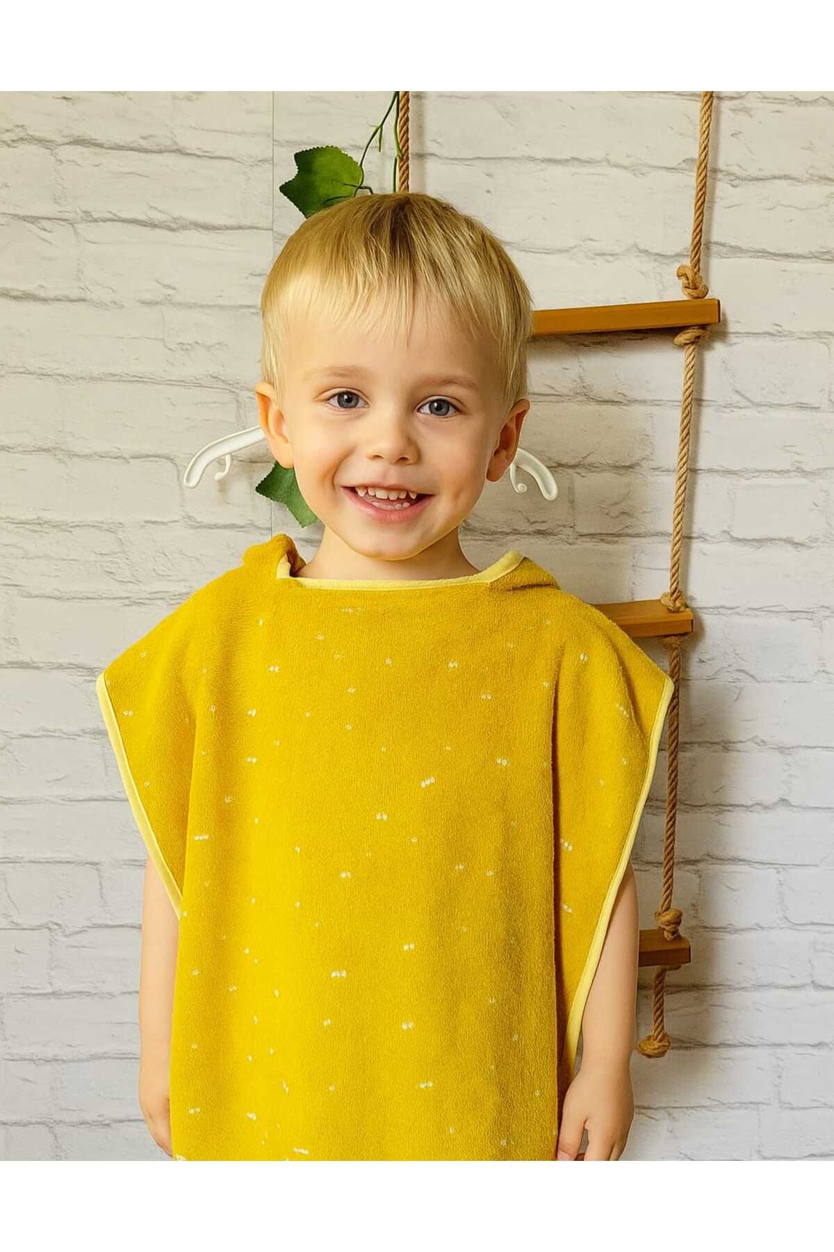 GÜRPAMUK HOME & BABY Outlet Ihracat %100 Pamuk Kız-erkek Çocuk Deniz, Plaj, Havuz, Banyo Havlu Panço benekli/