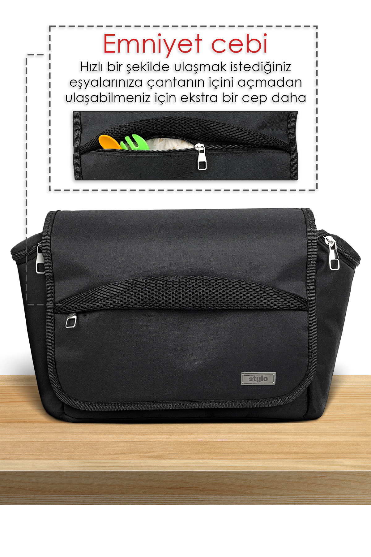 Stylo Stroller Bag Bebek Arabası ve Omuz Çantası X Pro Termos Bölümlü - Siyah fotoğrafı 6 (önizleme)