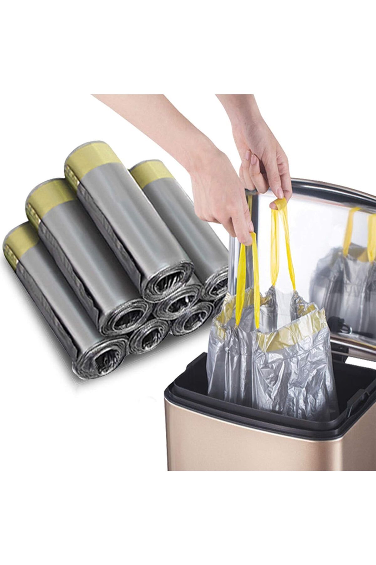 ARVALE-9 Rolls 90 Pieces Very Advantageous Package 65X70 Mega Size Drawstring Garbage Bag 60 Lt - |   Garbage Bag 4
