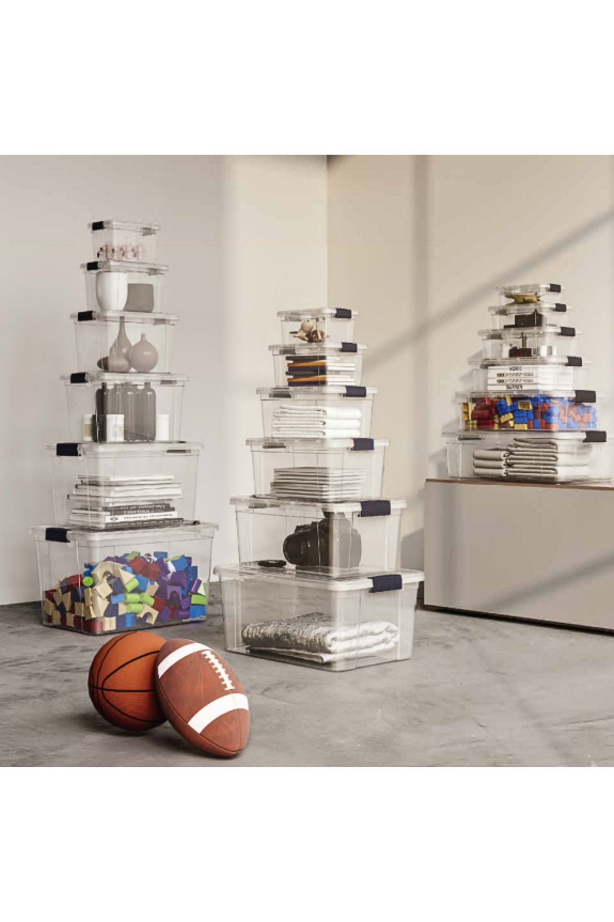 Loremp-Ziplock Storage Box with Wheels 50 Liters 3 Storage Containers with Wheels 2