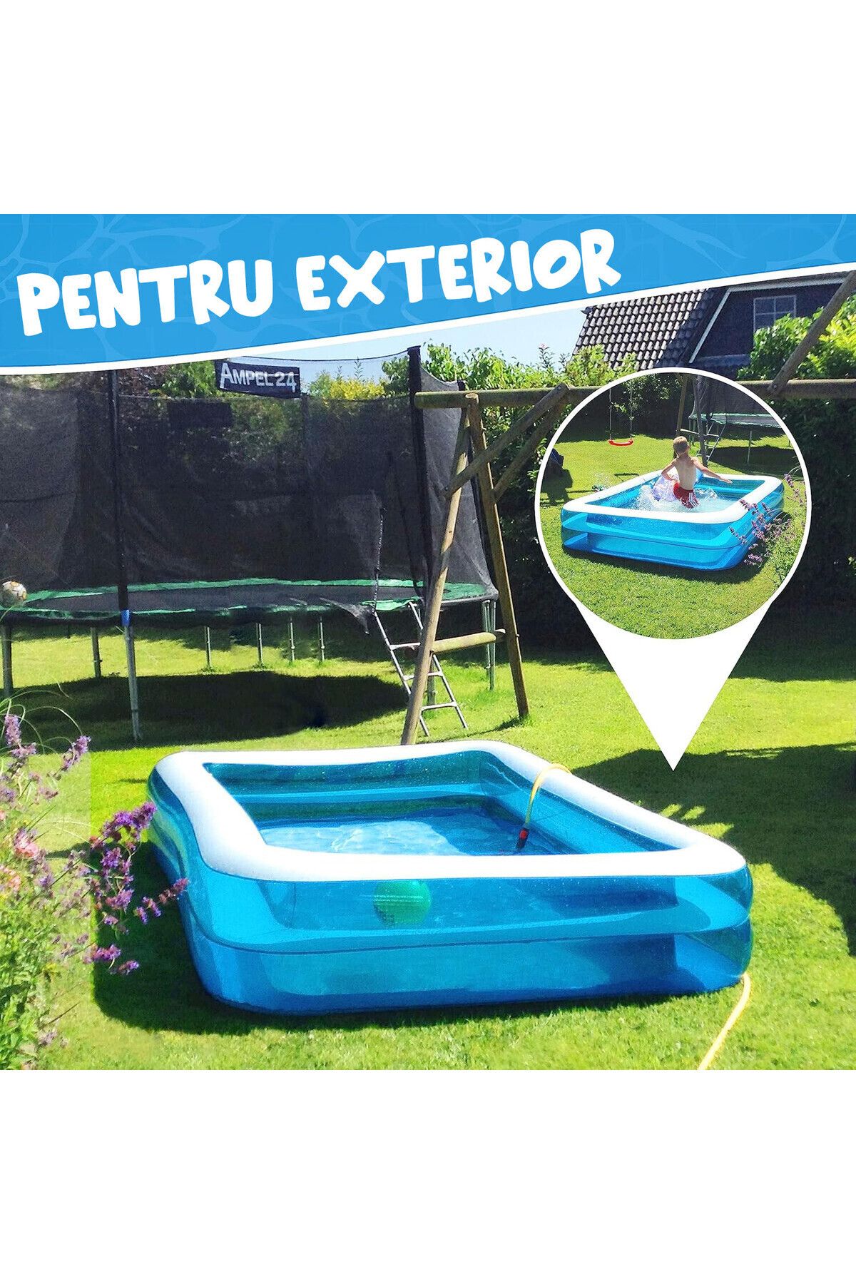 Pitikot-Pitikot® inflatable pool, rectangular, 2 layers, 201x150x45 cm, with soft floor 6