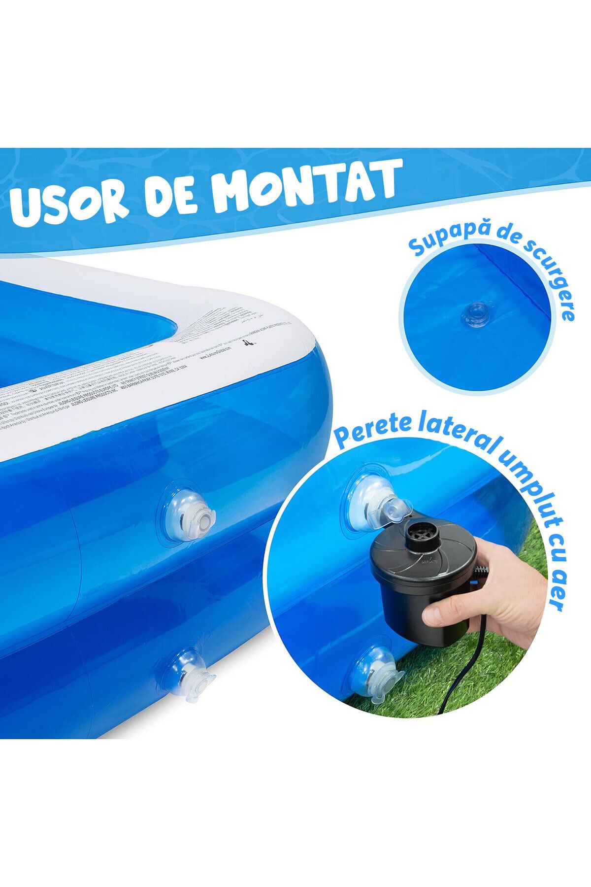 Pitikot-Pitikot® inflatable pool, rectangular, 2 layers, 201x150x45 cm, with soft floor 8