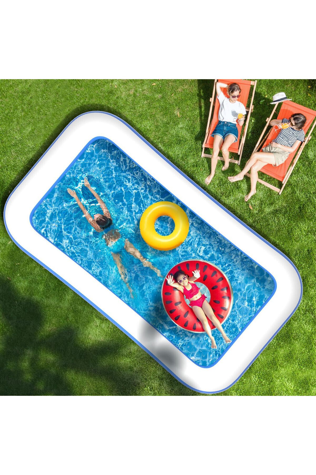 Pitikot-Pitikot® inflatable pool, rectangular, 3 layers, 180x130x56 cm, with soft floor 1
