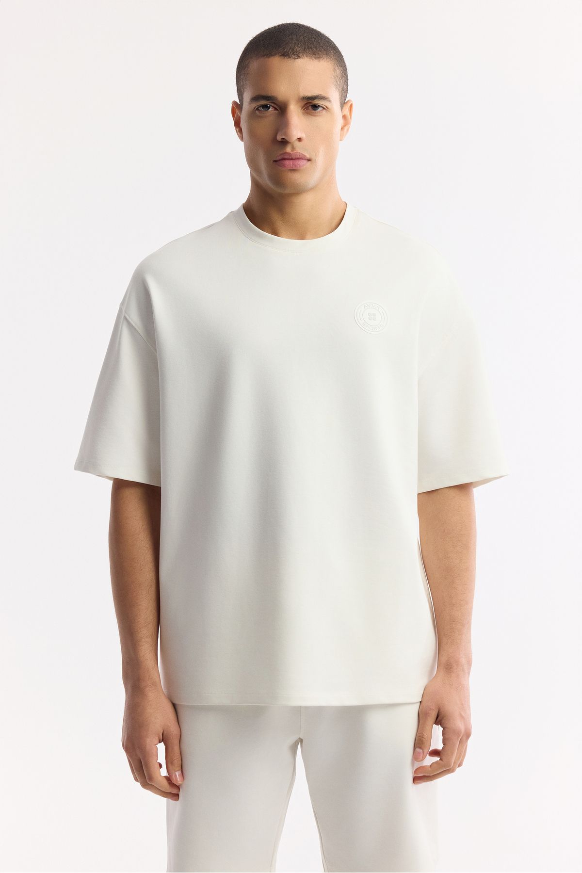 Avva-Ανδρικό T-Shirt Ecru Crew Neck A51Y1082 5