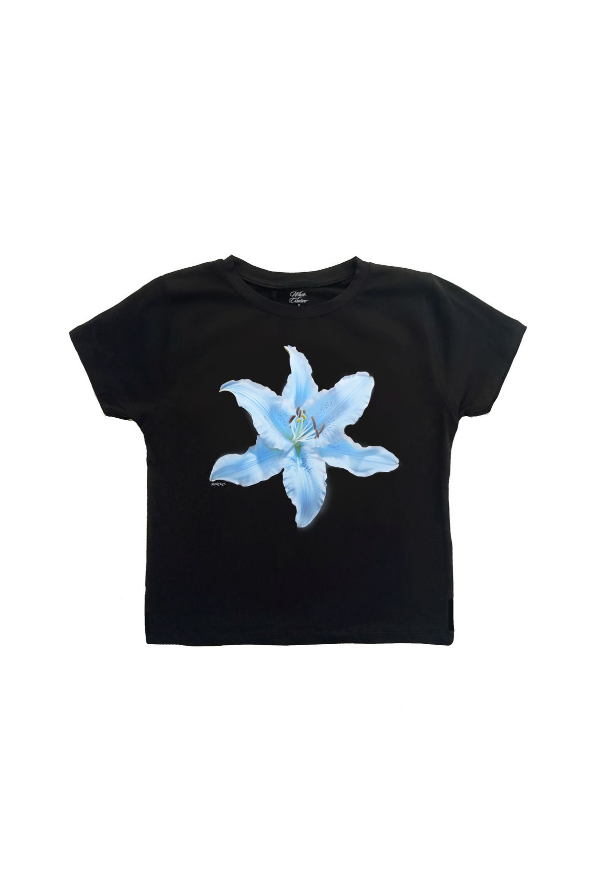 WHITE OF CREATIVE Mavi Lilyum Baby Tee Crop Top