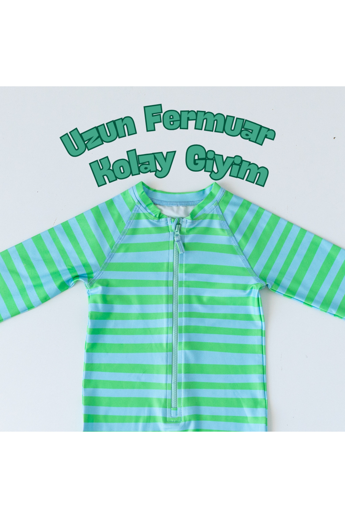 Mama Yoyo Baby Kids Önden Fermuarlı - Tulum Mayo - Çizgili fotoğrafı 2 (önizleme)