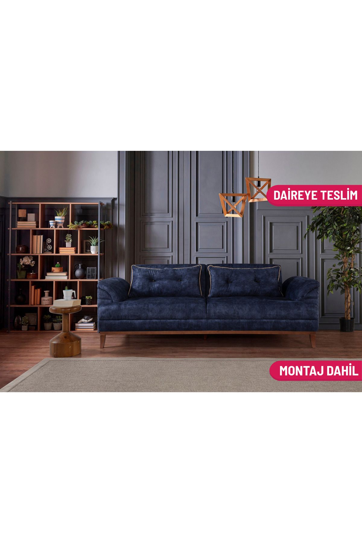 Elance Home Setera Üçlü Yataklı Koltuk Bora Lacivert