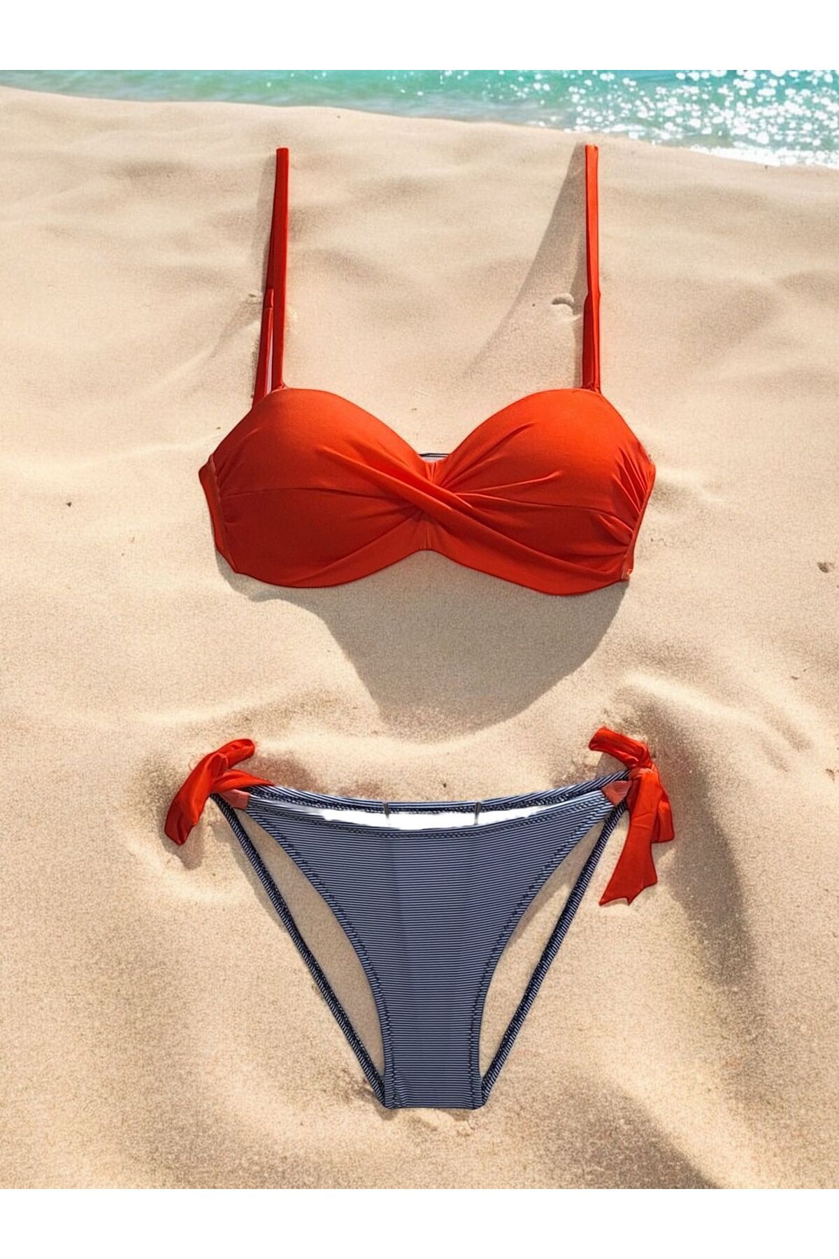 TooHot Kadın Kırmızı Straplez İp Bağlı Bikini Takımı