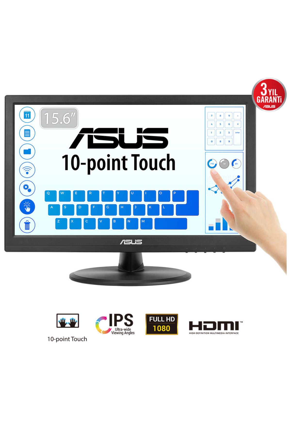 ASUS Vt169he 16" 60hz 5ms Flicker Free Full Hd Ips Dokunmatik Monitör