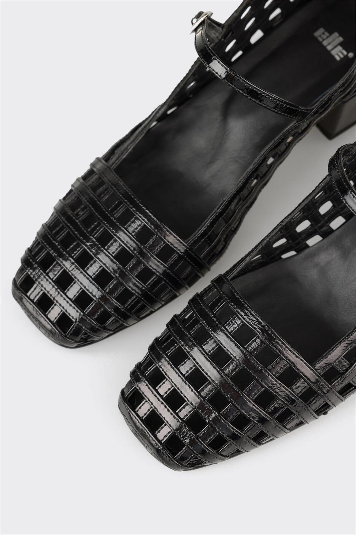Elle  Siyah Deri Kadın Topuklu Ayakkabı - Görsel 4