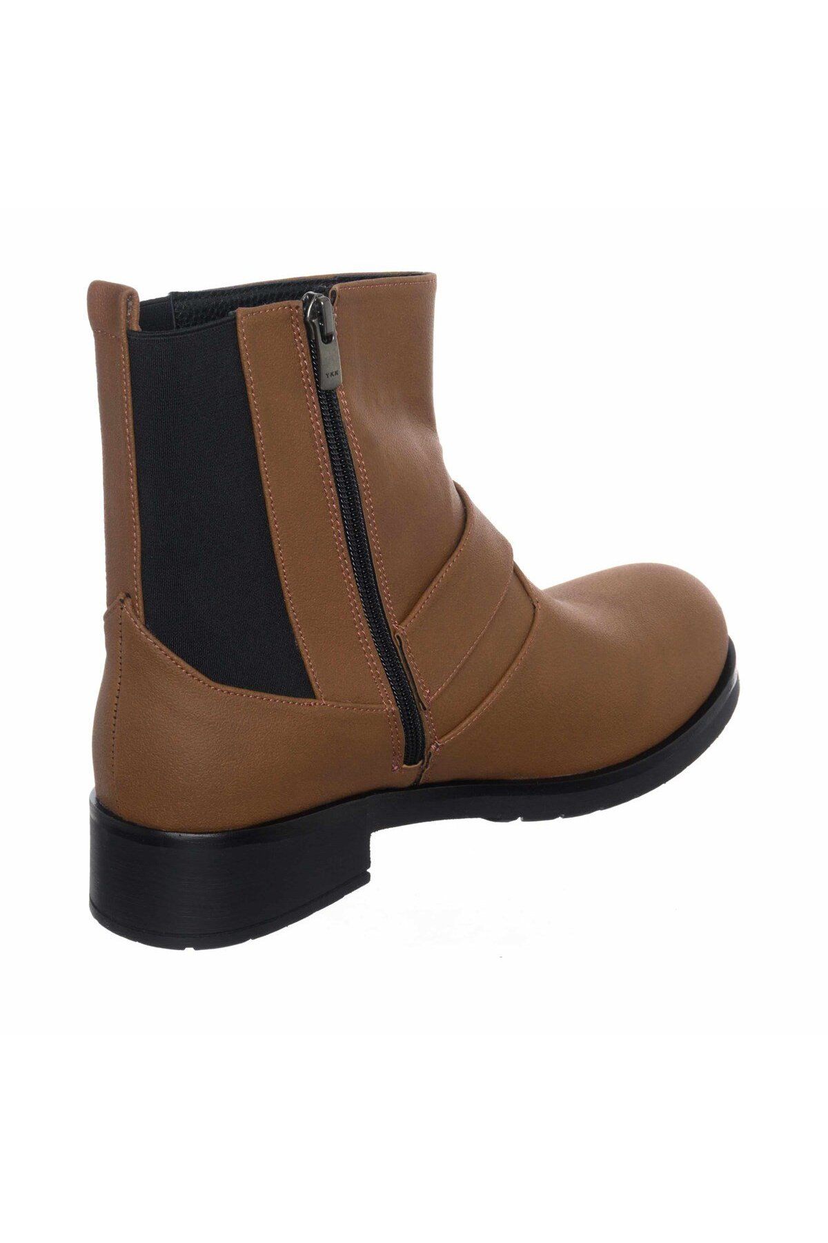 İriadam-K186-4 Tan Nubuck Elastic Large Size Women's Boots 5