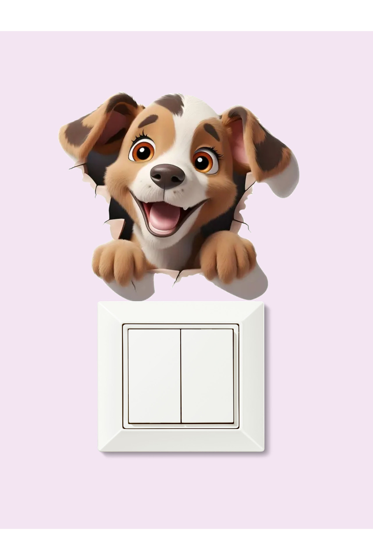 aiki Duvardan Çıkan Neşeli Köpek, Çocuk Odası Piriz Üstü Süsleme fotoğrafı 3 (önizleme)