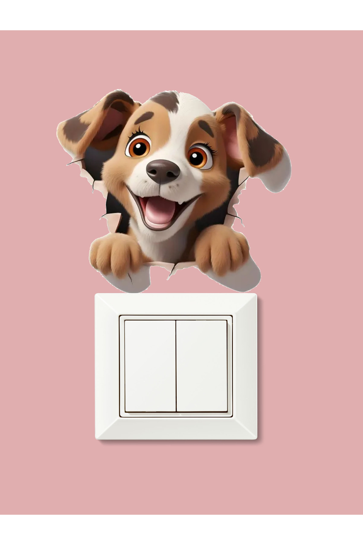 aiki Duvardan Çıkan Neşeli Köpek, Çocuk Odası Piriz Üstü Süsleme fotoğrafı 4 (önizleme)
